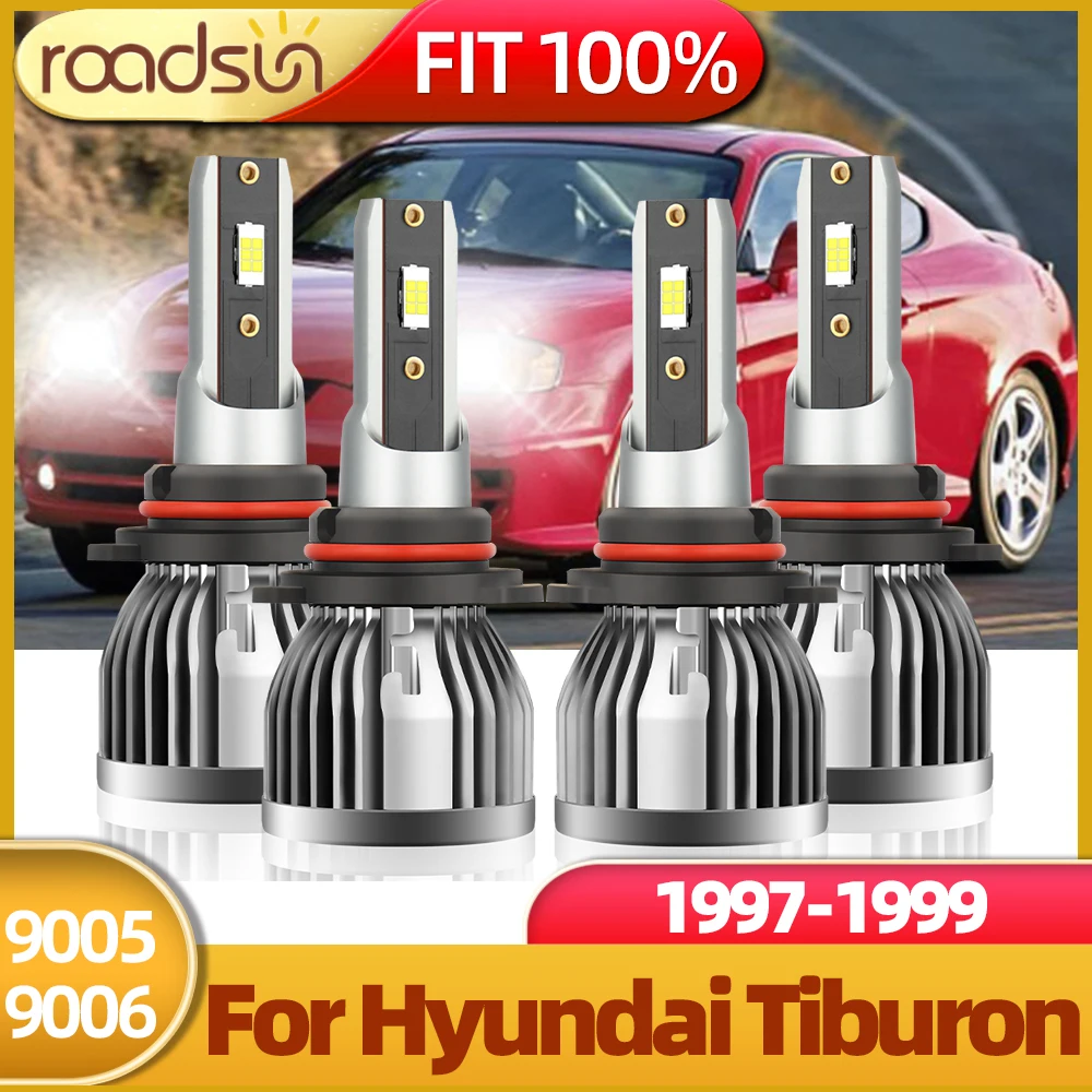 

4X Car Light LED Headlight 9005 HB3 9006 HB4 26000Lm 110W 6000K High Low Beam Bulbs Kit For Hyundai Tiburon 1997 1998 1999