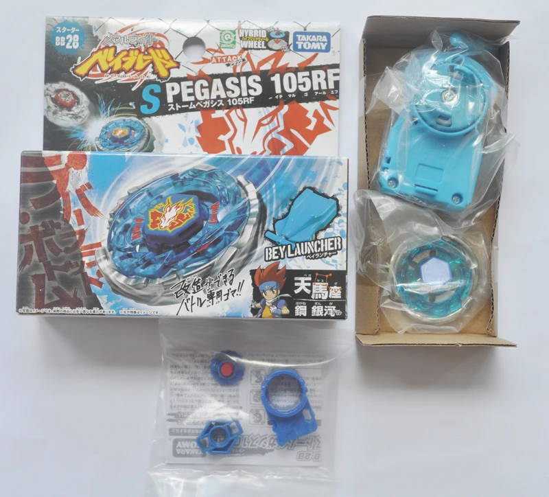 Metal Battle Fusion Top BB28 SPEGASIS 105RF Hybrid Wheel BEY Launcher Spinning Top Toy