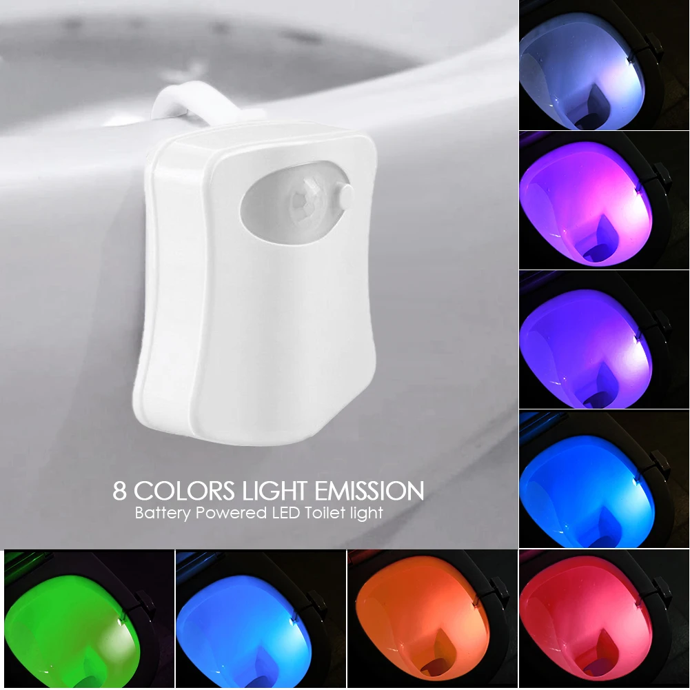 Night Light LED WC Toilet Bowl Seat Bathroom Night light Toilet Light PIR  Motion Sensor 8 Colors Backlight for Children - AliExpress