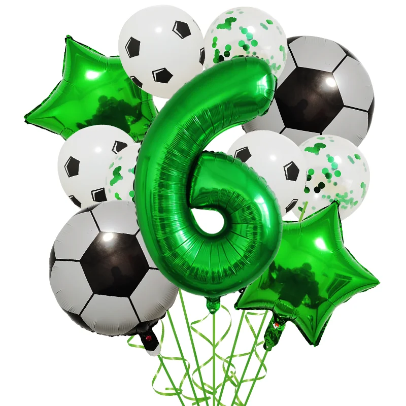 Helium Foil Soccer Balloons - 32-Inch Green Number Ball Sports Party Decorations