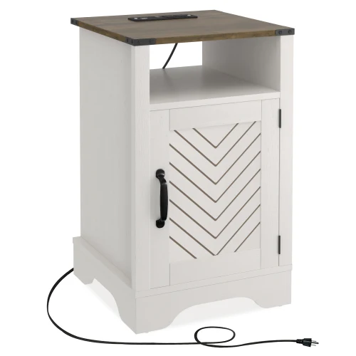 Farmhouse Accent Table with Charging Station 3