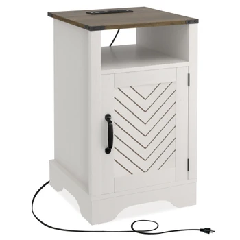 Farmhouse Accent Table with Charging Station 3