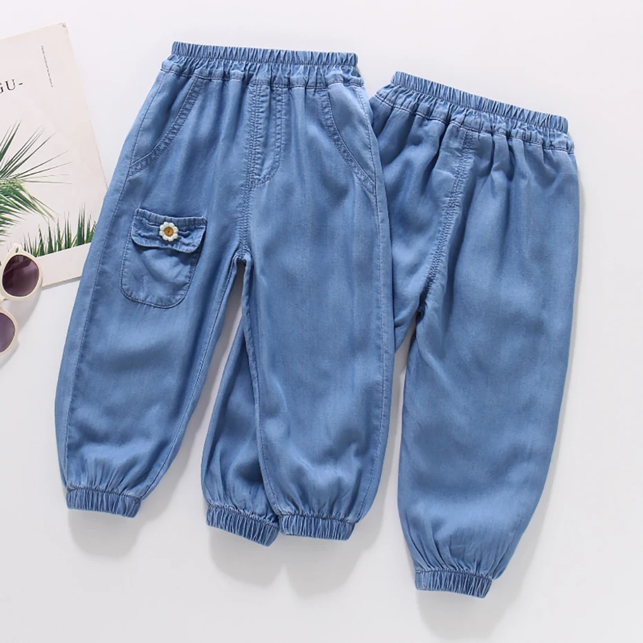 여아용 부드러운 코튼 청바지, 여아용 여름 청바지, 캐주얼 스타일 의류