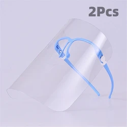 2-Pack Transparent Face Shield with Anti-Fog and Anti-Oil Protection (Blue)