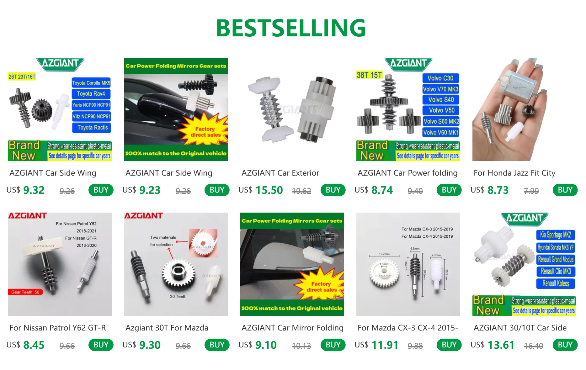 Azgiant Autos piegel Klapp getriebe Teile Zahnrad satz für 2011-2016 honda civic mk8 2013-2015 honda civic mk8 2012-2015 honda city mk3 – Detail 1