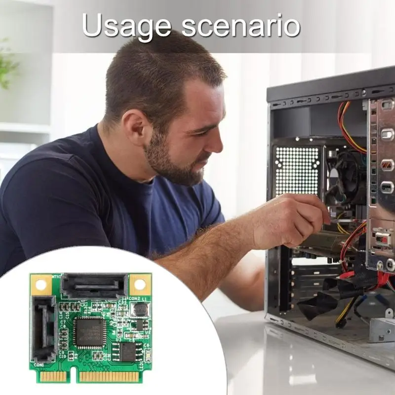 D08B Small PCIExpress 2 Port Controller Card With ASM1061R Chipset Support RAID1/RAID0/SPAN
