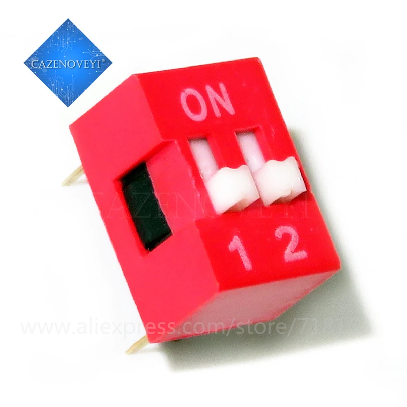10-Pack Red DIP Toggle Slide Switches - 2.54mm Pitch, Multiple Position Options
