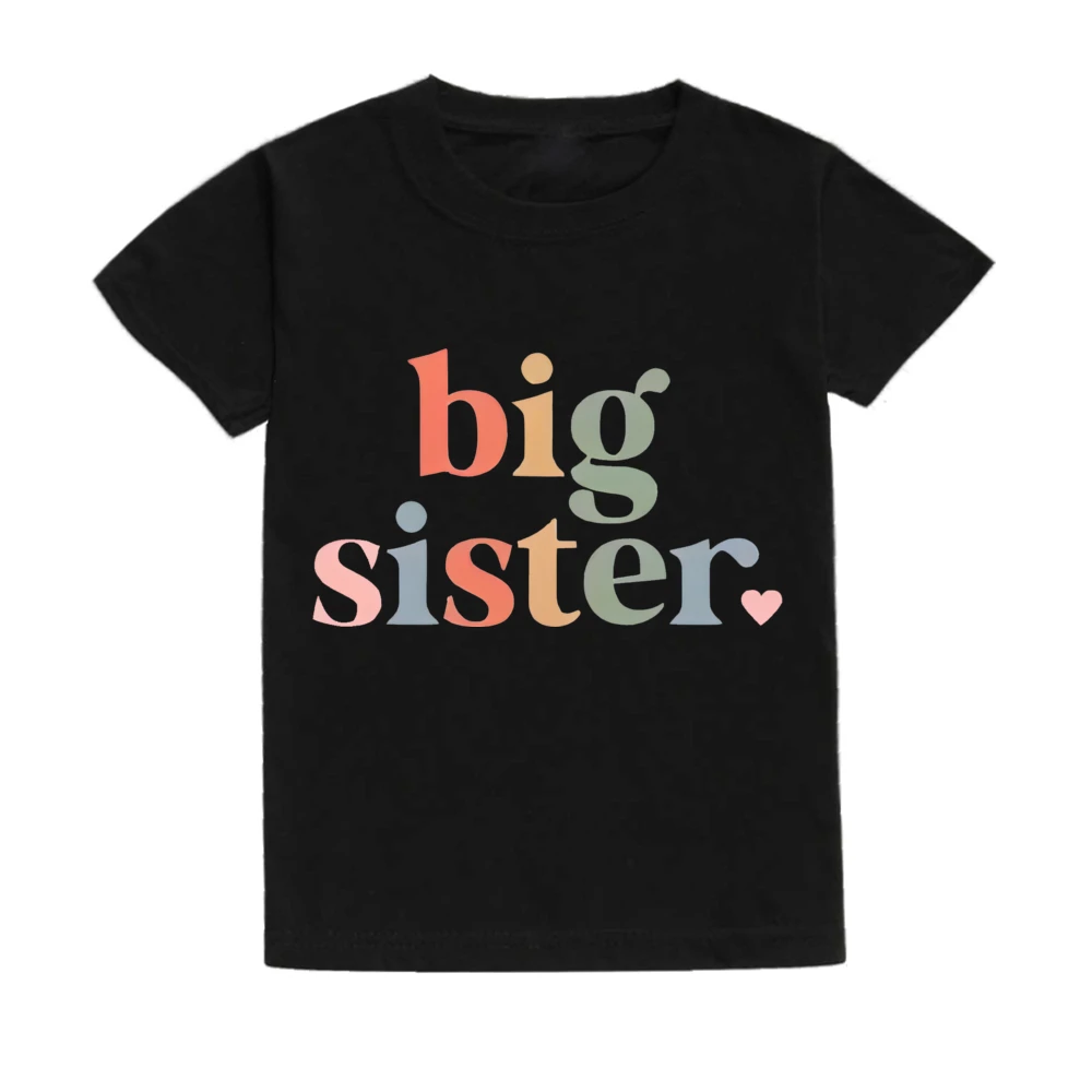 Big Sister Letter Printed Child Girls T-shirts Casual Loose Comfort Kid Tee Tops Short Sleeve Toddler Spring&Summer Kid Clothes 6