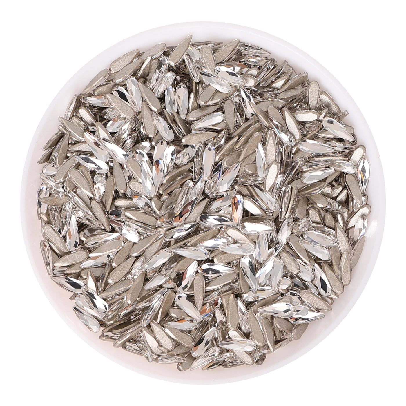 50pcs 2x6mm Wasser tropfen Nagel Strass Flatback Glas umgekehrte Kante Diamant Edelsteine 3D Glitter Nail Art Dekorationen – Detail 4