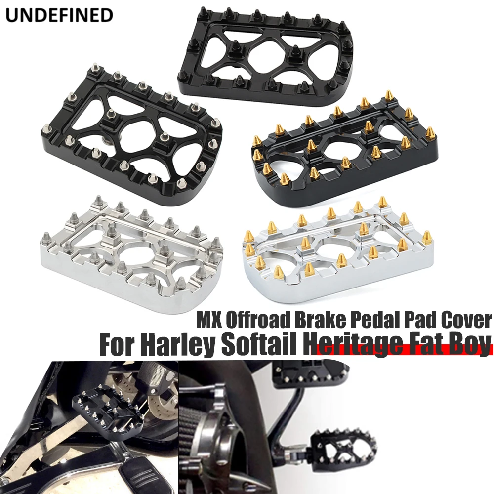 

MX Brake Pedal Pad Cover Black Spike For Harley Softail Heritage Fat Boy Deluxe Dyna FLD Touring Road King Electra Glide FLTR