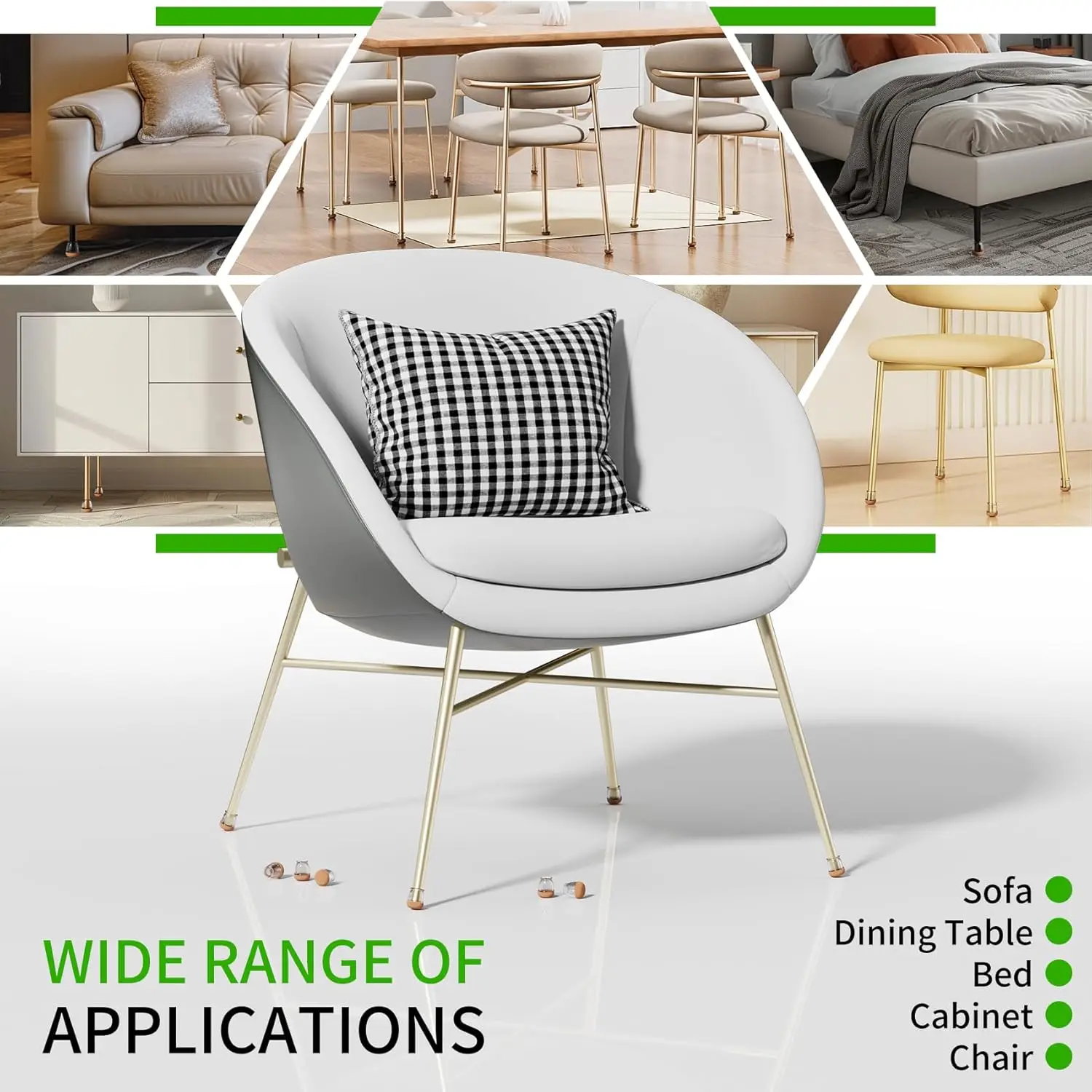 8PCS Clear Silicone Floor Protectors for Chair Legs - Noise-Reducing Furniture Foot Covers