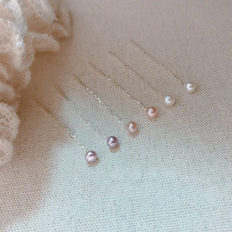 925 Sterling Silver Pearl Tassel Earrings For Women