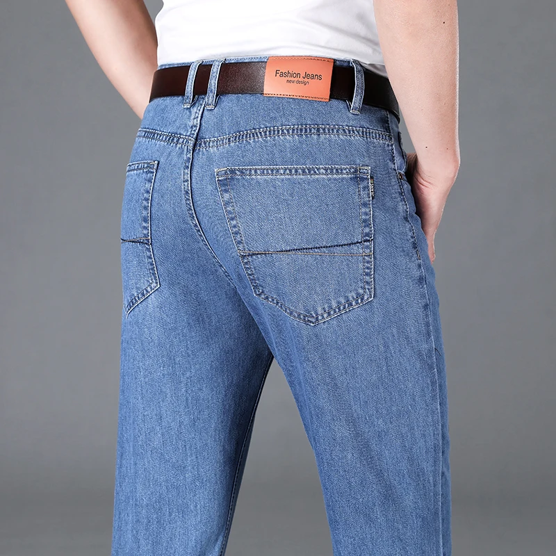 Men Autumn And Winter New Straight Loose Business Jeans Young And Middle-Aged Stretch Casual Pants