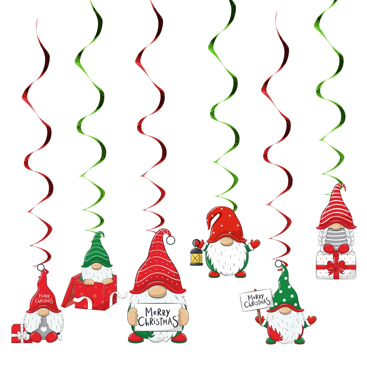Christmas Foil Spiral Pendant 6pcs