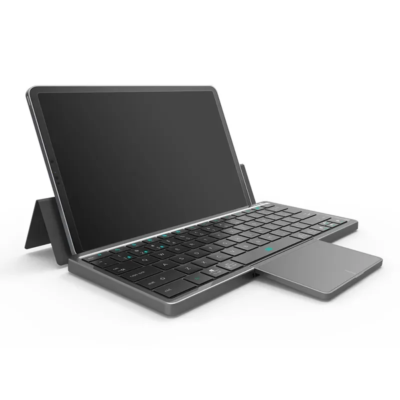 JOMAA Bluetooth Mobile Phone Keyboard for Windows Android IOS Rechargeable Wireless with Touchpad Foldable Case
