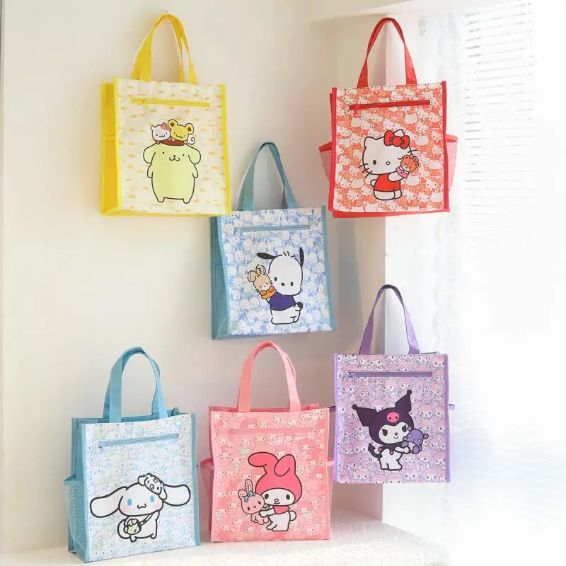 

Kawaii Sanrio Hello Kittys Oxford Bag Cartoon Kuromi My Melody Cinnamoroll Art Shoulder Bag Pom Pom Purin Portable Tutoring Bag