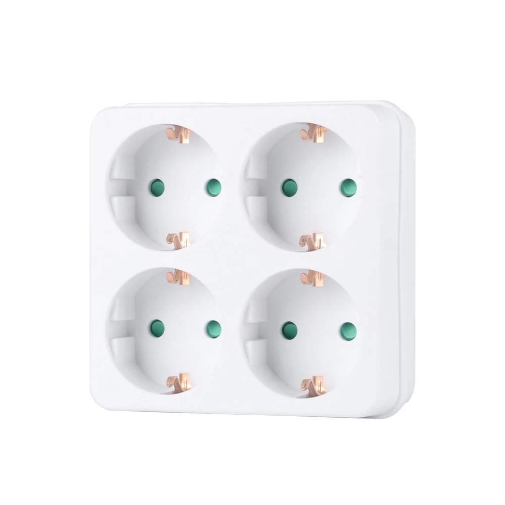 Universal Dual Outlet Power Converter with Switch - Travel-Friendly EU Adapter, 16A 250V