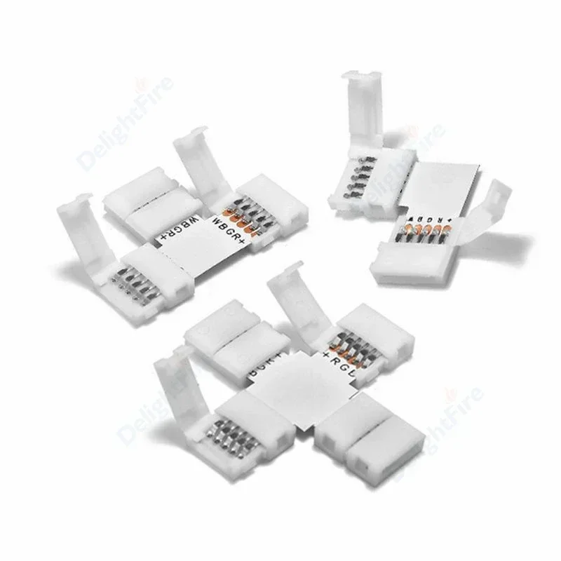 LED Strip Connectors LED Connector Solderless IP20 2/4/5PIN L/T/X Shape Corner For 8/10/12mm 3528 SMD RGB RGBW Strip Light