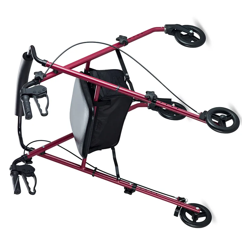 4 Wheels Rollator Red Folding Aluminum Frame, GetGo Rollator Walker with Padded Seat with 8" Wheels and Brakes, 350lbs. Capacity 5