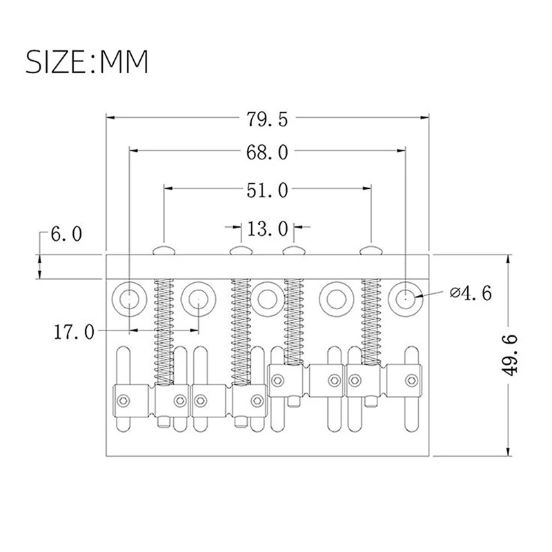2 Pcs 4 String Hardtail Bass Guitar Bridge Per Fender Precision Jazz Bass Pb Jb Style Bass, Chrome & Black