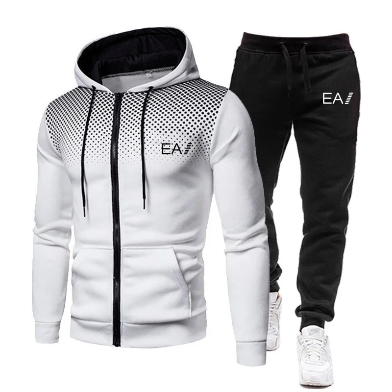 

Korea Men Jacket Tracksuit Casual Sports Suit Men's Set 2024 Autumn Winter Two Pieces Set Mens Sportswear Plus Pants Suit