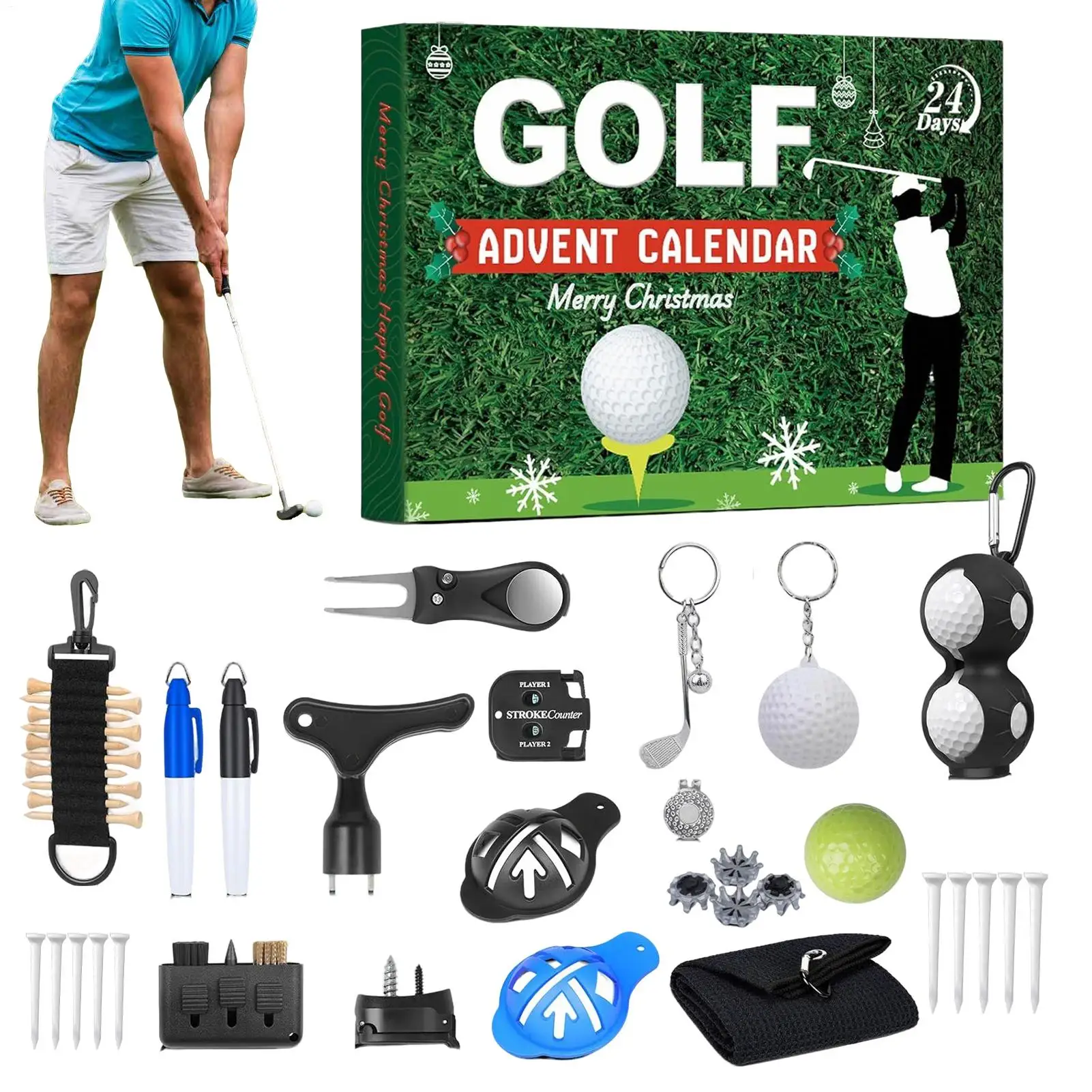 NEW 2025 Christmas Golf Advent Calendar Gift Box 24 days countdown To Christmas Golf Themed Set for Men Women Stocking Stuffers