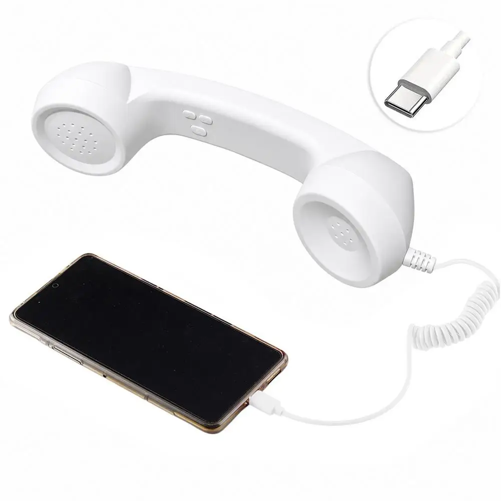 Reimagined Type-C Phone Handset with Microphone - Tangle-Free Telephone Style Receiver