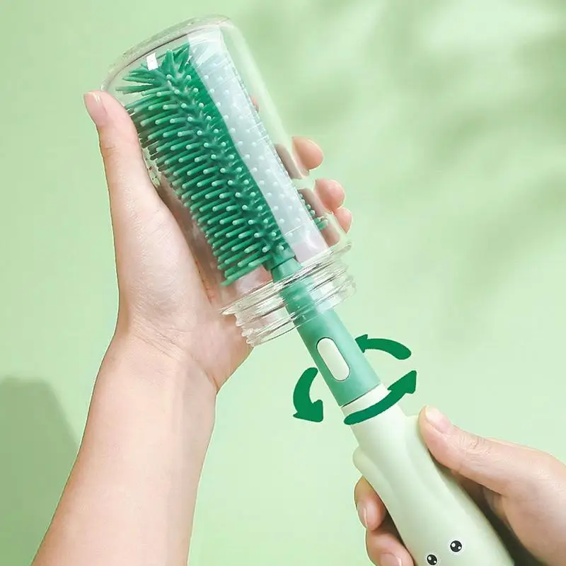 

Pacifier Bottle Brush Sets Baby Cleaning Set 360 Degree Rotating Soft Silicone Cup Brushes 3 In 1 Multifunctional Cleaning Tool