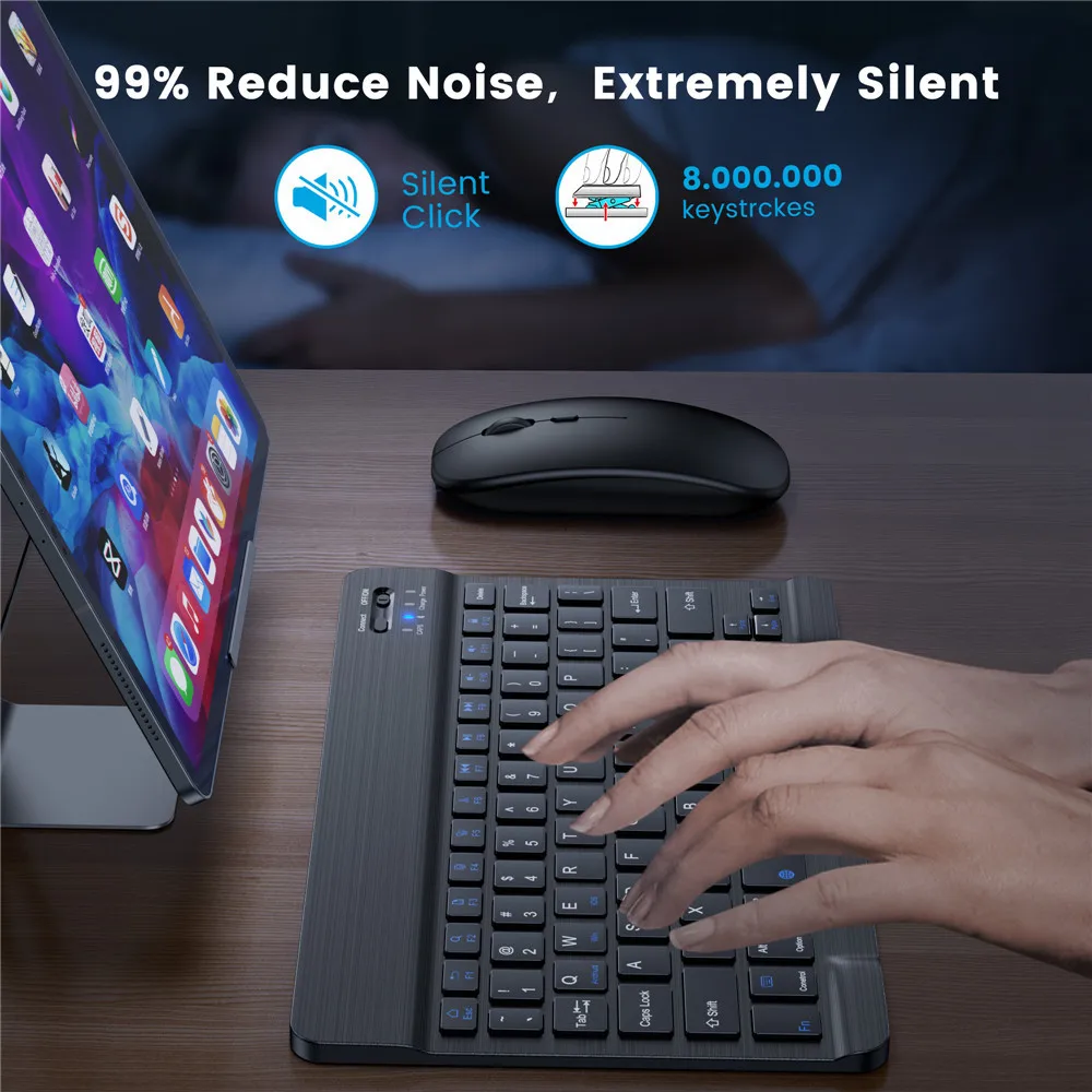 10 Inch Bluetooth Keyboard for IPad Android Tablet Smart Phone Ultra-thin External Charging Wireless Keypad