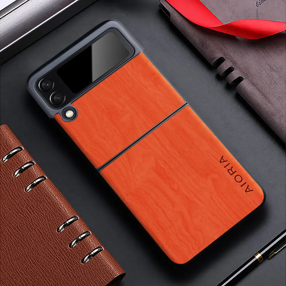 Premium Bamboo Wood Pattern Leather Case for Samsung Galaxy Z Flip