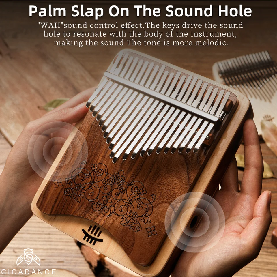 Kalimba 21 Tasti In Legno Di Noce - Pianoforte A Pollice Per Terapia Del Suono E Meditazione - Foto 9