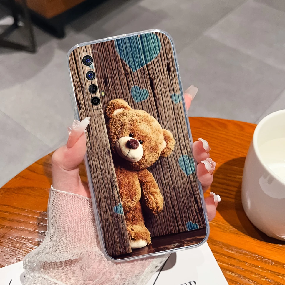 Gradient Flowers Pattern Soft Clear TPU Silicone Phone Case