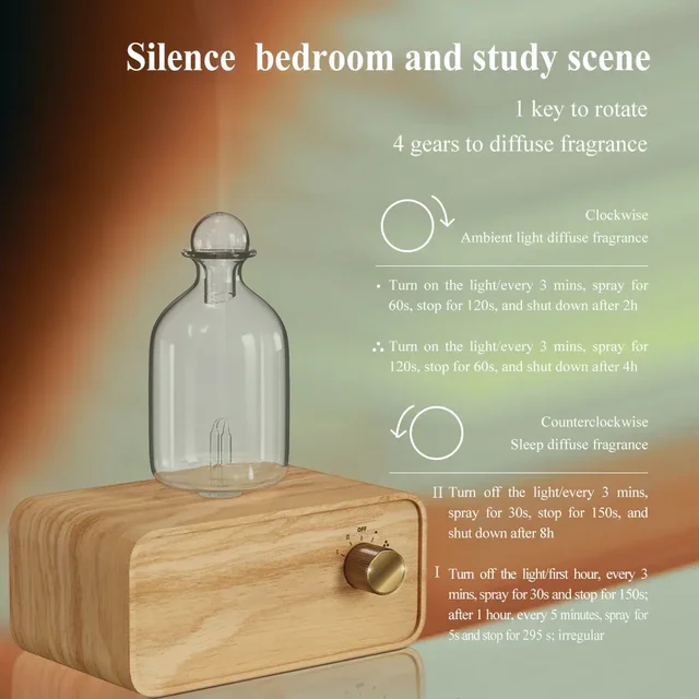 Aromatherapy Diffuser Professional Wood and Glass Essential Oil Diffuser Nebulizer Nebulizing 2600mAh Scent Machine Waterless 3
