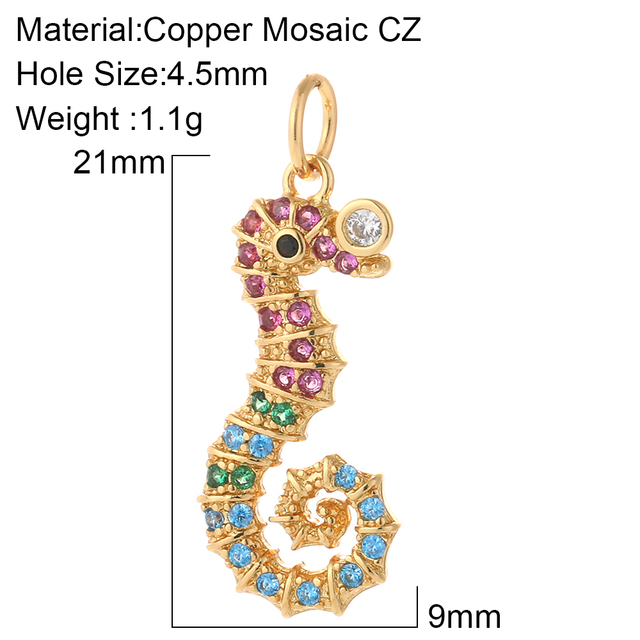 Charms for Jewelry Making Crab Shell Seahorse Designer Jewelry Charms for Diy Earrings Necklace Bracelet Charm Copper