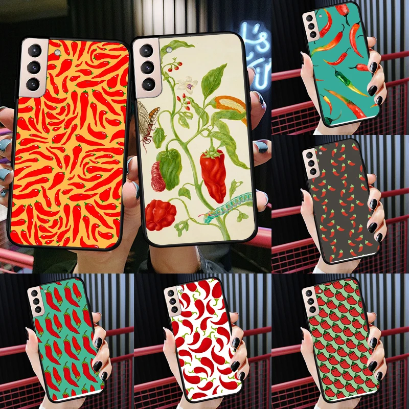 Red Chilli Pepper Pattern For Samsung Galaxy J3 J5 J7 A3 A5 J1 2016 2017 J2 Core A7 A9 J4 J6 A6 A8 Plus J8 2018 Case