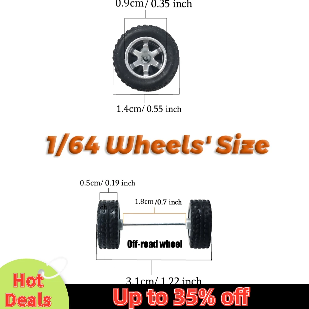 1/64 14mm Rubber Tires Tyre band letter & Diecast Car Wheels for 1:64 For Off-Road Dedicated to Pickup Trucks,Large Sedan(1 Set) 2