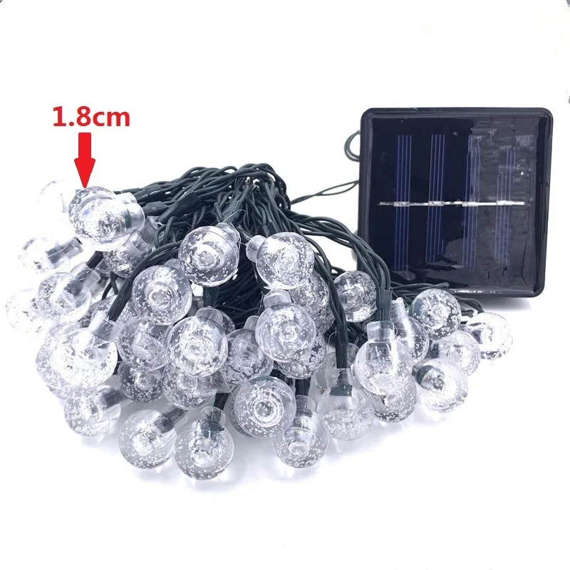 Solar LED Crystal Ball String Light 10M Waterproof Fairy Lights Christmas Wedding Garland Garden Lawn Tree Outdoor Decoration 3