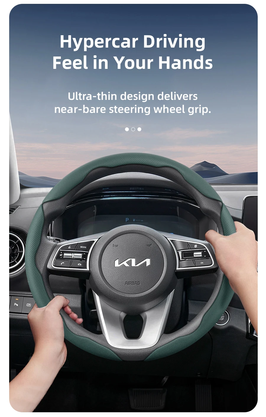 Geeignet für Kia, atmungsaktiver Lenkradbezug aus perforiertem Leder, segmentiert, rutschfest, langlebig, Ceed Picanto Sportage Optima Ev3 Rio 3. Cerato Stonic Niro Xceed K3 Morning Soul K4 Forte K2 Green – Detail 9