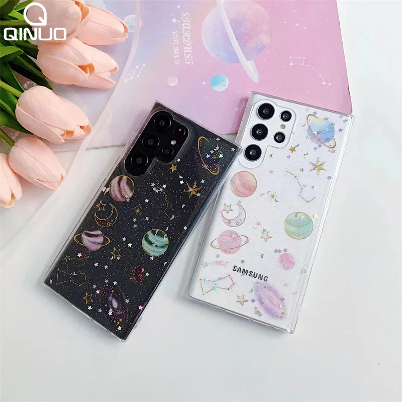 Transparent Glitter Gradient Star Planet Phone Case