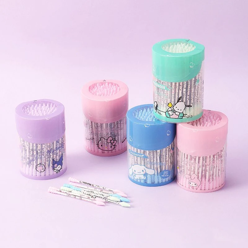 

Kawaii Anime Cinnamoroll My Melody Disposable Cotton Swab Kitty Pochacco Cute Cartoon Double-ended Cotton Swabs