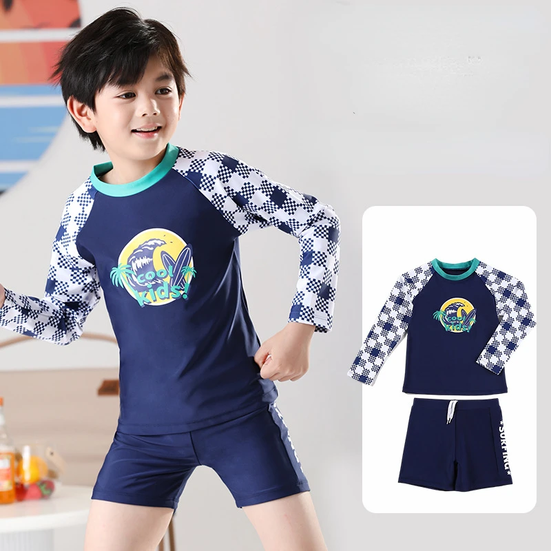 

Children's Swimsuit, Boys Long Sleeve Sun Protection Swimwear 2024 New Professional Swimming Suit for Boys Hot Spring Clothes