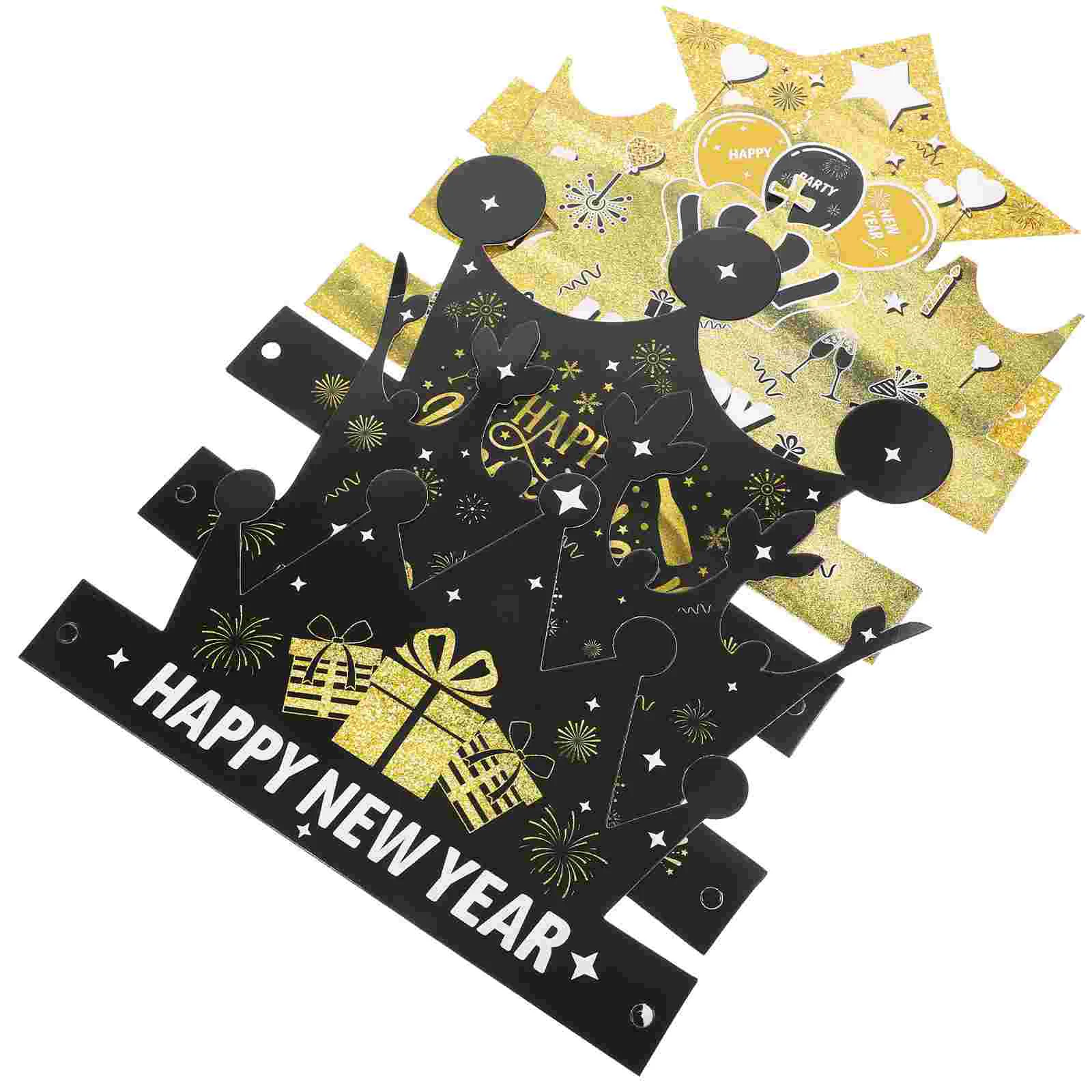 

Happy New Year Paper Hat Paper Photo Booth Props New Year's Eve Party Decoration Christmas Supplies King Crown