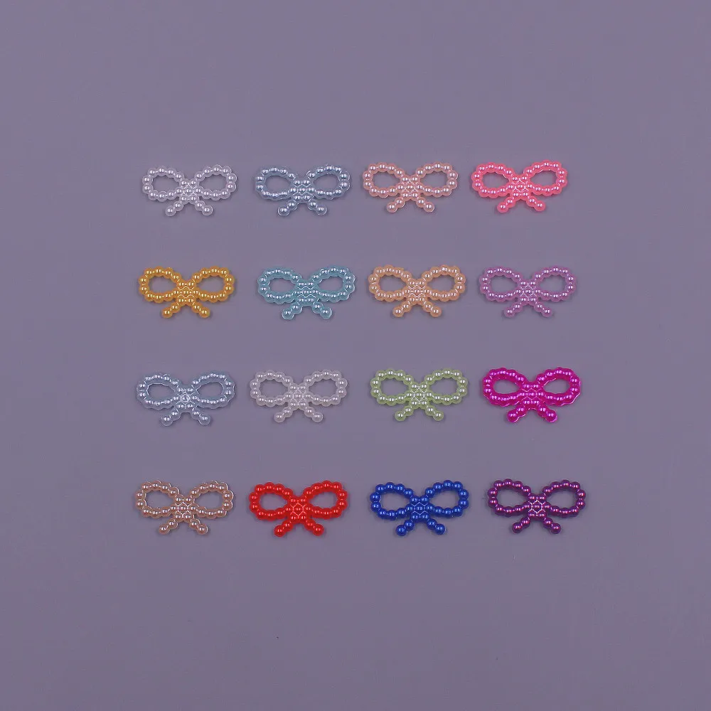 Mix color 100pcs 10x18MM bowknot Shape ABS Imitation Pearls Flatback Beads For Art Scrapbooking Jewelry garment Making