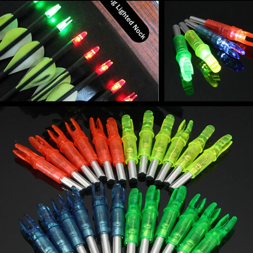 12pcs Automatic LED Archery Arrows Lighted Nocks For 6.2mm Archery Arrow Nock Used Continuously For 48 Hours Arrow Accessories