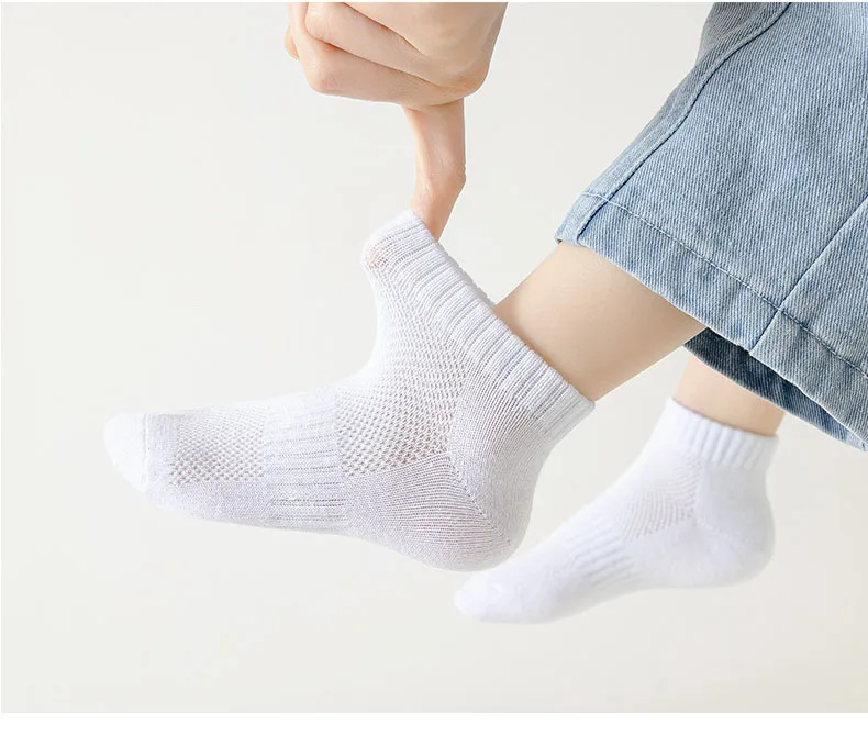 5 Pairs/Lot 2023 Sommer Neue Kinder Baumwolle Socken Mode Schwarz Weiß Grau Für 1-12 Jahre Kinder teen Student Baby Mädchen Jungen Socken – Detail 3