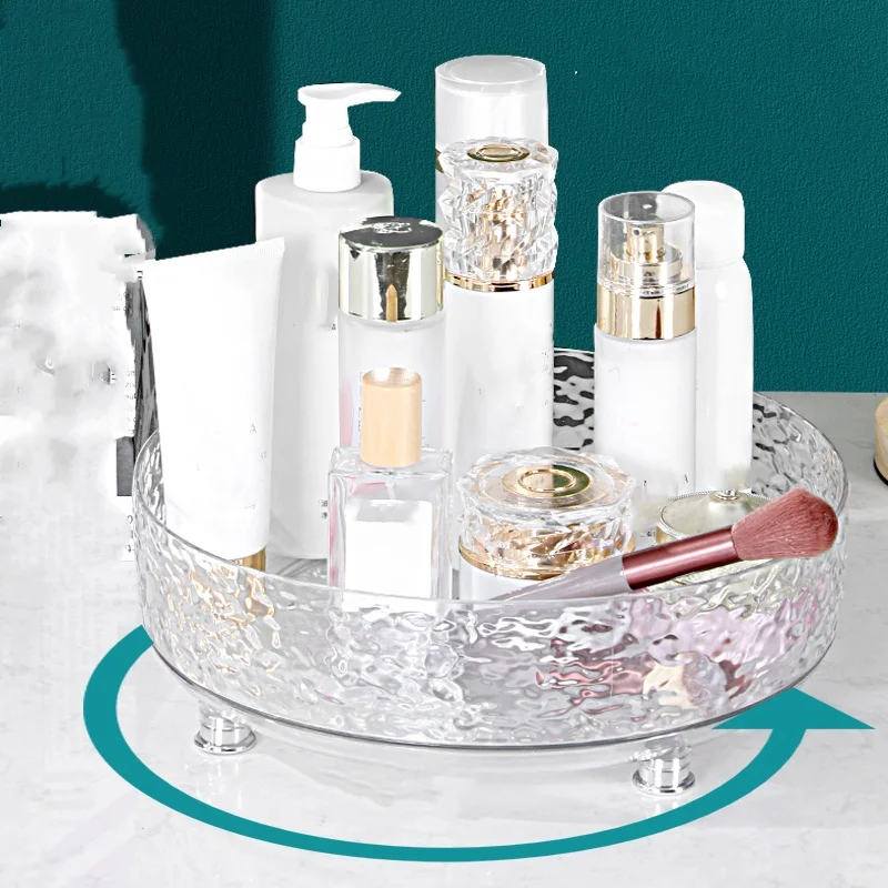 1Pc/Light Luxury Rotatable Cosmetics Storage Box Acrylic Storage Tray Desktop Dressing Table Skin Care Product Perfume Storage R 4