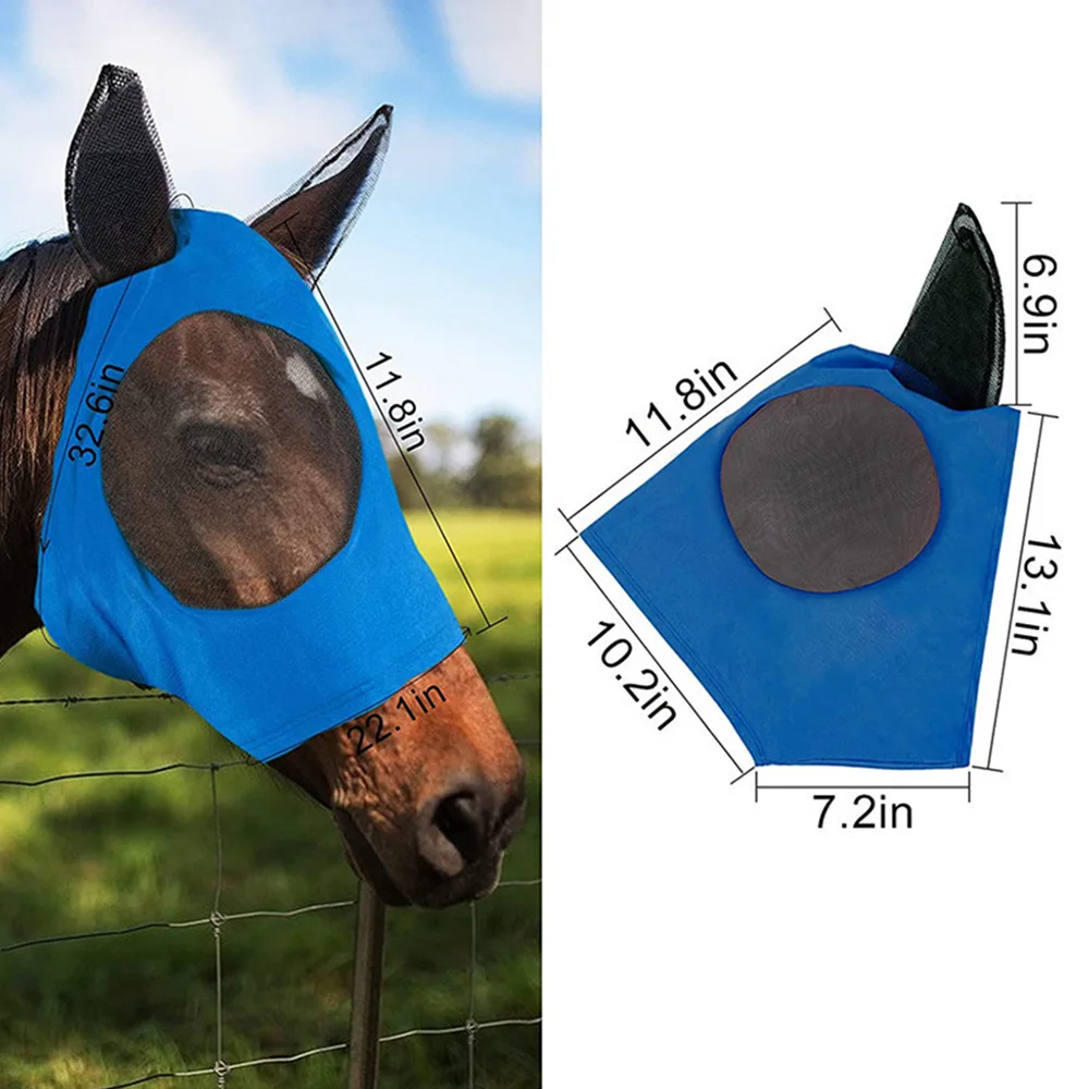Horse Mask Equestrian Supplies Horse Face Anti-Mosquito Cover Anti-Insect Anti-Fly Horse Mask Face Mesh Fly Protective Cover 4