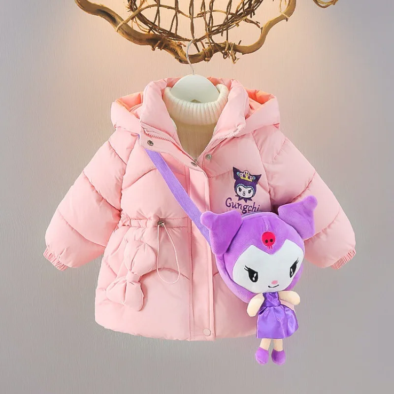 

Детское зимнее хлопковое пальто Sanrio Kuromi, новый стиль, утепленное хлопковое пальто аниме фигуре Y2K для девочек, Детское пальто, популярная женская одежда