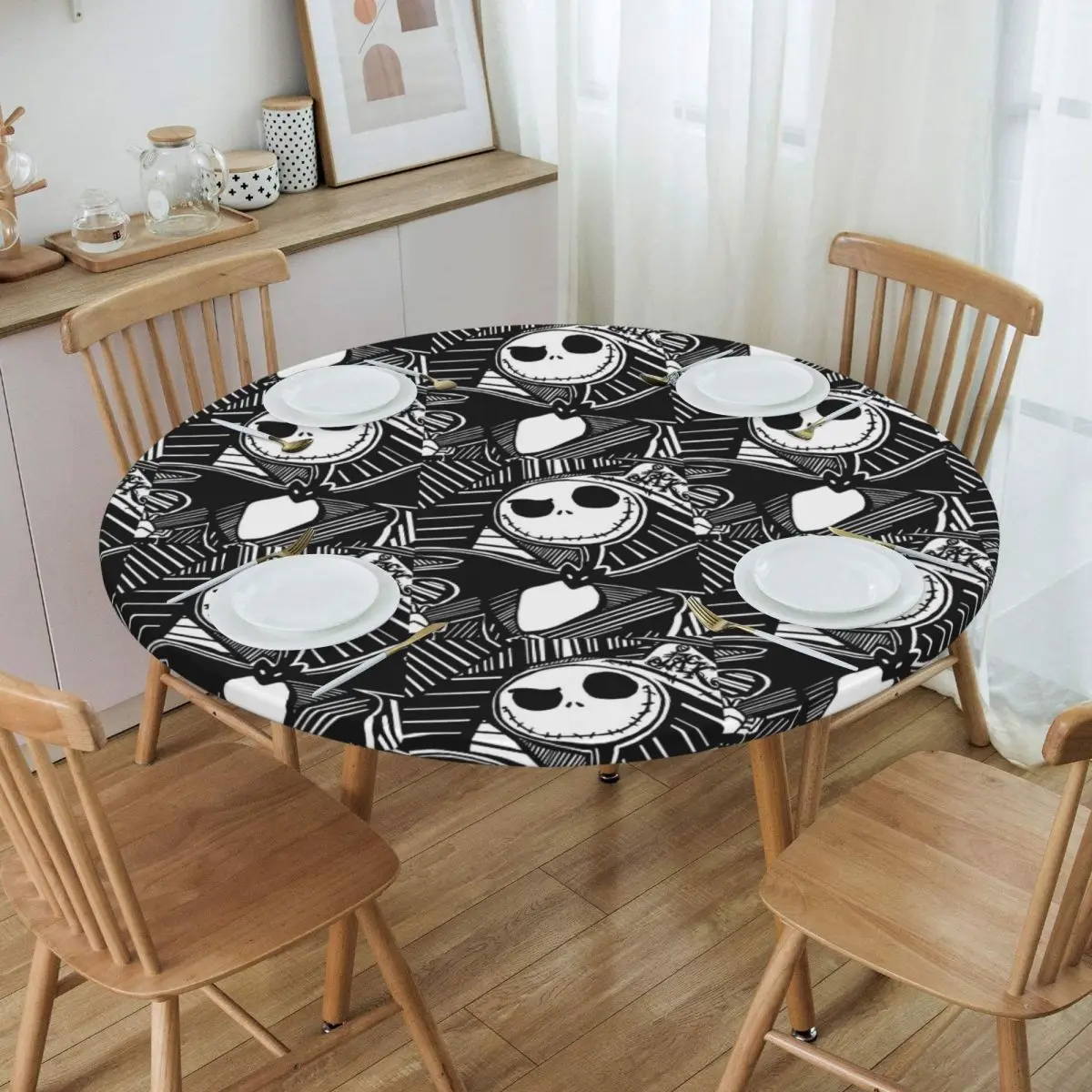 

Индивидуальная круглая скатерть «Кошмар перед Рождеством», эластичная Обложка для стола Skellington на Хэллоуин