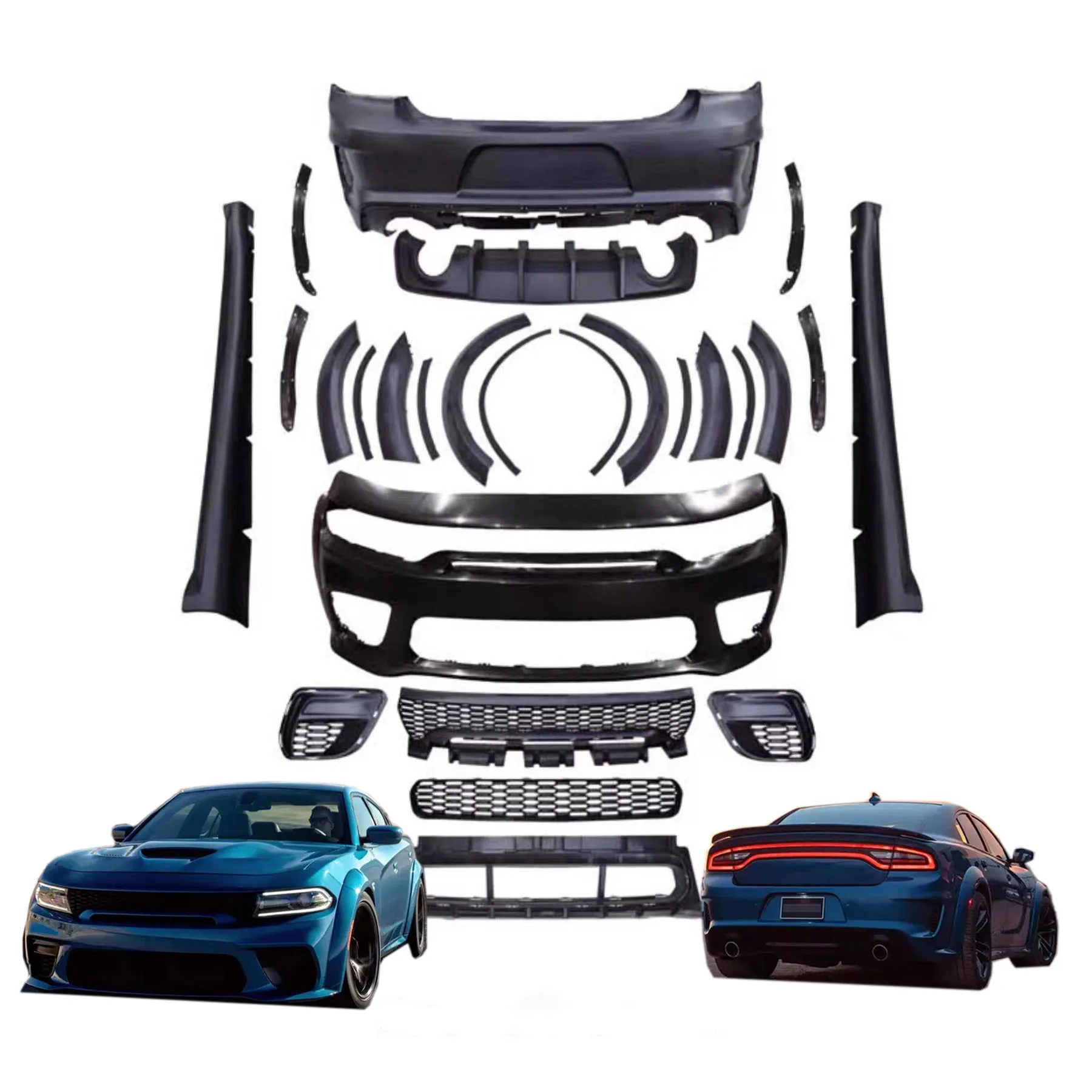 Charger SRT Style Hellcat Full Complete Wide Body Kit For Dodge 2015-2022